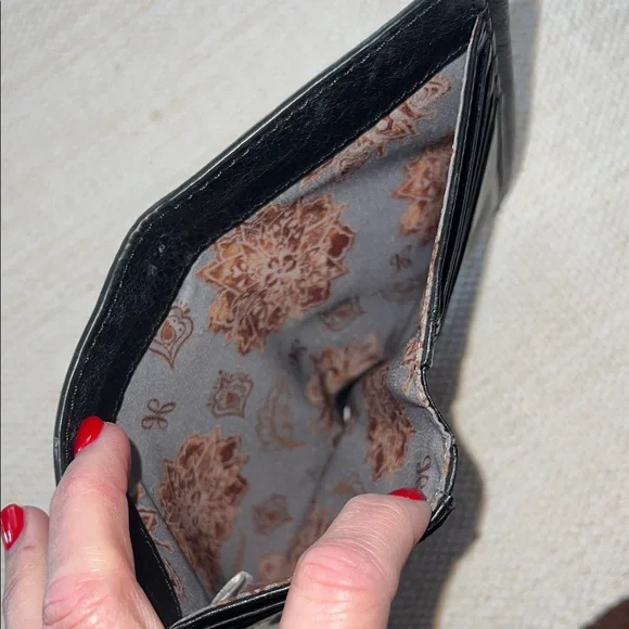 HOBO Midnight Leather Wallet with Brass Accent - Picture 5 of 9